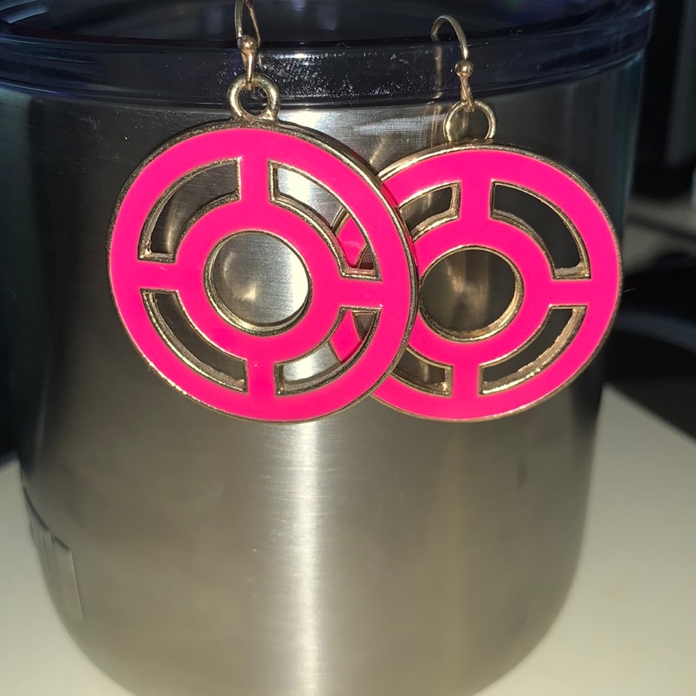 Round Gold && Pink Earrings 💖